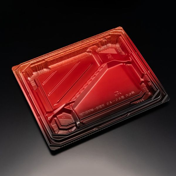 【400枚】弁当容器 リスパック バイオ 枠の内 焼80-2B K-えんび赤 00311006