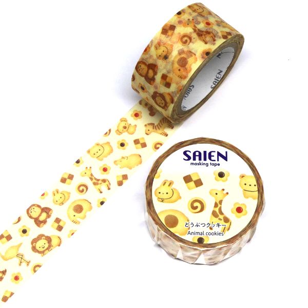 【16個】カミイソ産商 マスキングテープ どうぶつクッキー 00730397 プロステ