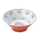 【1枚】カンダ メラミン食器 瑞祥 CA-18 中華丼 新竜模様 白/赤 00478993 プロステ