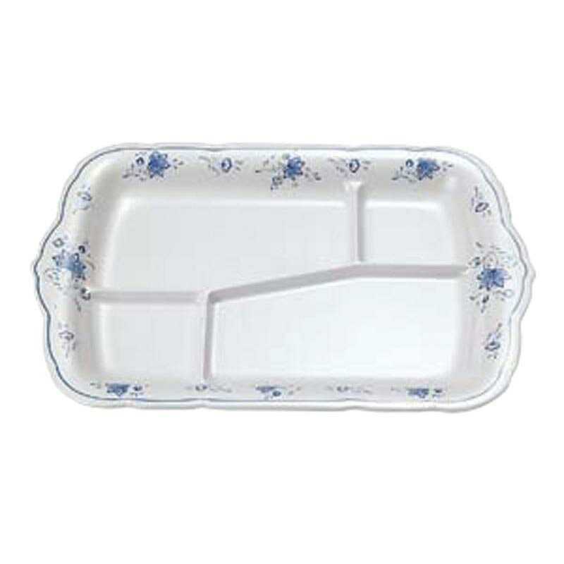 【1枚】カンダ メラミン食器 ビューティフラワー BF-24 角皿15.2吋 A仕切付 00479168 プロステ