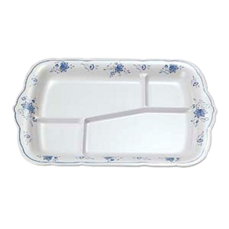 【1枚】カンダ メラミン食器 ビューティフラワー BF-27 角皿16.8吋 A仕切付 00479169 プロステ