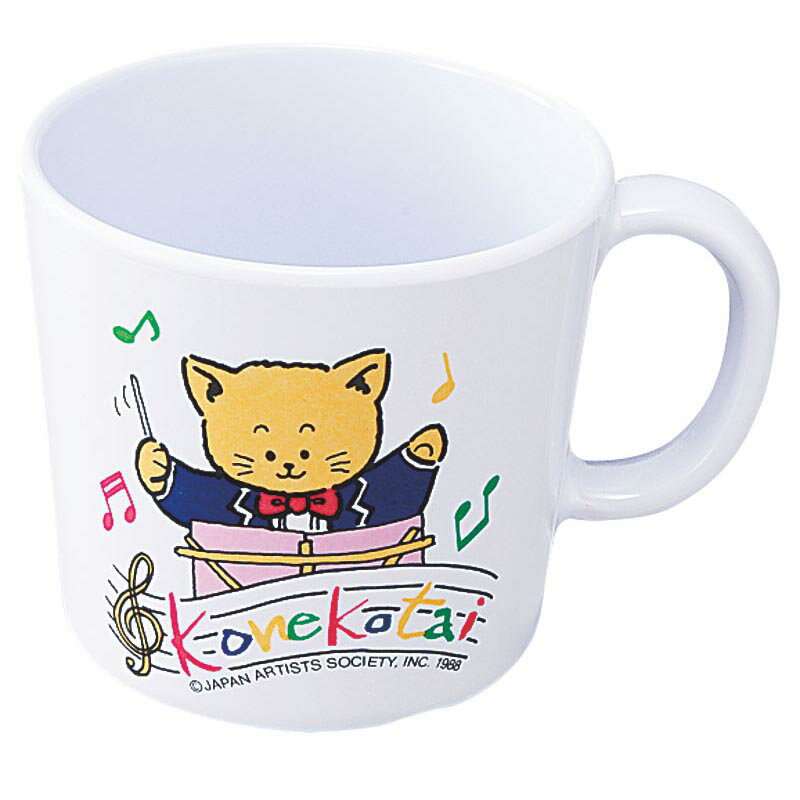 【1個】カンダ メラミン食器 お子様コップ L-115P 片手コップ(大) こねこたい ピンク 00479625 プロステ