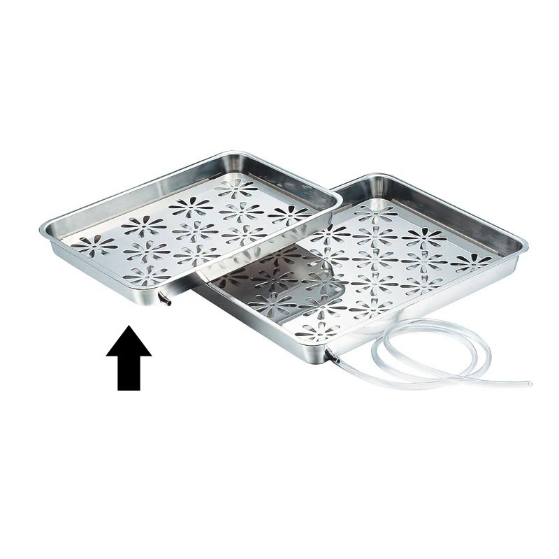 丈夫でお手入れしやすい18-8ステンレス製。[品番]607980。サイズ：長410×幅280×深40mm、板厚0.6mm材質：18-8ステンレス商品コード00479978メーカー名大屋金属サイズ長410×幅280×深40mm、板厚0.6mm材質18-8ステンレス関連商品(ケース)CLO 18-8水切り盆(パイプ付)小 1点・注意事項：モニターの発色によって色が異なって見える場合がございます。・領収書については、楽天お客様マイページから、商品出荷後にお客様自身で印刷して頂きますようお願い申し上げます。・本店では一つの注文に対して、複数の送り先を指定することができません。お手数おかけしますが、注文を分けていただきます様お願い致します。・支払い方法で前払いを指定されて、支払いまで日数が空く場合、商品が廃番もしくは欠品になる恐れがございます。ご了承ください。・注文が重なった場合、発送予定日が遅れる可能性がございます。ご了承ください。・お急ぎの場合はなるべく支払い方法で前払い以外を選択いただきます様お願い致します。支払い時期によっては希望納期に間に合わない場合がございます。