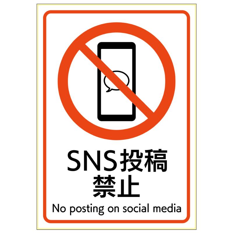 【1枚】看板 ピタロングステッカー SNS投稿禁止 A4 1面 ヒサゴ 00788739