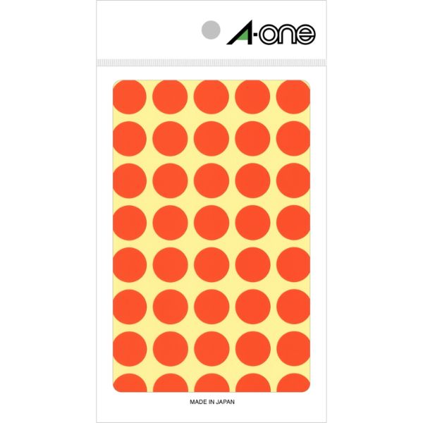 【1冊】プリンター用紙 エーワン カラーラベル 丸型 15mmφ 橙14シート(560片) 00514775 プロステ