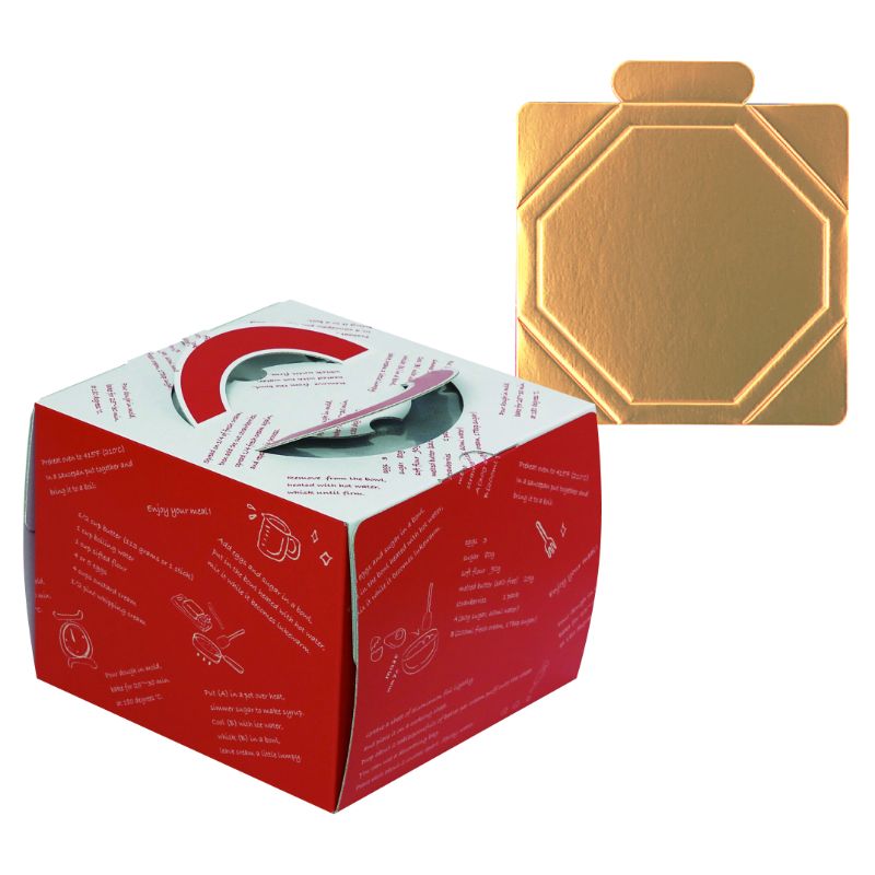 【100セット】ケーキ箱 ルージュデコ5号(金台紙付) ヤマニパッケージ 00733952