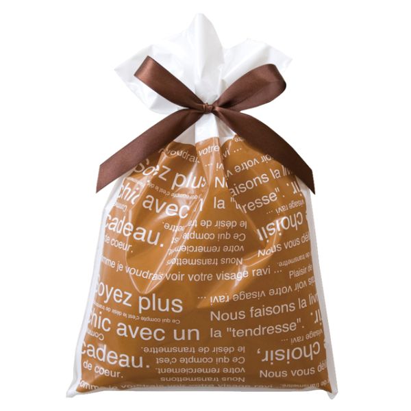 【1点】袋 カフェオレリボン付PEギフトバッグ-S(20枚) ヘッズ 00451720