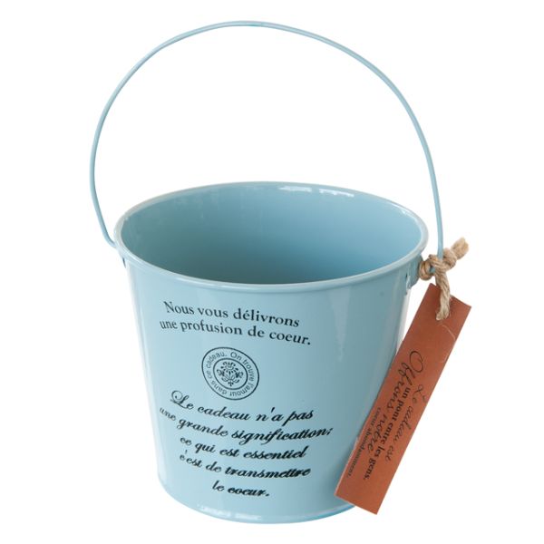 【1点】フラワー什器 カンパーニュブリキバケツ-S ブルー(6個) ヘッズ 00451899