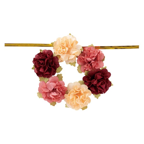 小花をミニリースにした造花ワイヤータイです。これ一つでギフトがグッと華やかになります。ぬいぐるみやマスコットなどにあしらうのも可愛い！ワイヤータイ付ですのでどなたでも簡単にお使いいただけます。タッグ付。サイズ：[モチーフ]W85×H85mm、[ワイヤータイ]W4×H160mm材質：造花(紙製)商品コード00456103メーカー名ヘッズサイズ[モチーフ]W85×H85mm、[ワイヤータイ]W4×H160mm材質造花(紙製)関連商品(ケース)フルリールリースワイヤータイ-2 モーブ(10個) 1点・注意事項：モニターの発色によって色が異なって見える場合がございます。・領収書については、楽天お客様マイページから、商品出荷後にお客様自身で印刷して頂きますようお願い申し上げます。・本店では一つの注文に対して、複数の送り先を指定することができません。お手数おかけしますが、注文を分けていただきます様お願い致します。・支払い方法で前払いを指定されて、支払いまで日数が空く場合、商品が廃番もしくは欠品になる恐れがございます。ご了承ください。・注文が重なった場合、発送予定日が遅れる可能性がございます。ご了承ください。・お急ぎの場合はなるべく支払い方法で前払い以外を選択いただきます様お願い致します。支払い時期によっては希望納期に間に合わない場合がございます。