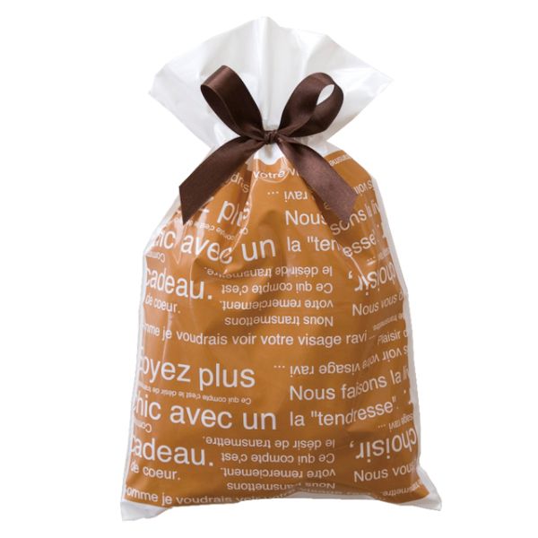 【1点】袋 カフェオレリボン付PEギフトバッグ-SS(20枚) ヘッズ 00487579