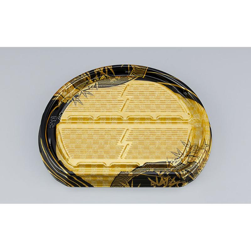 ★最大ポイント10倍★【400点】寿司容器 UFハカマ板半月段4 上弦黒 本体 シーピー化成 00697964