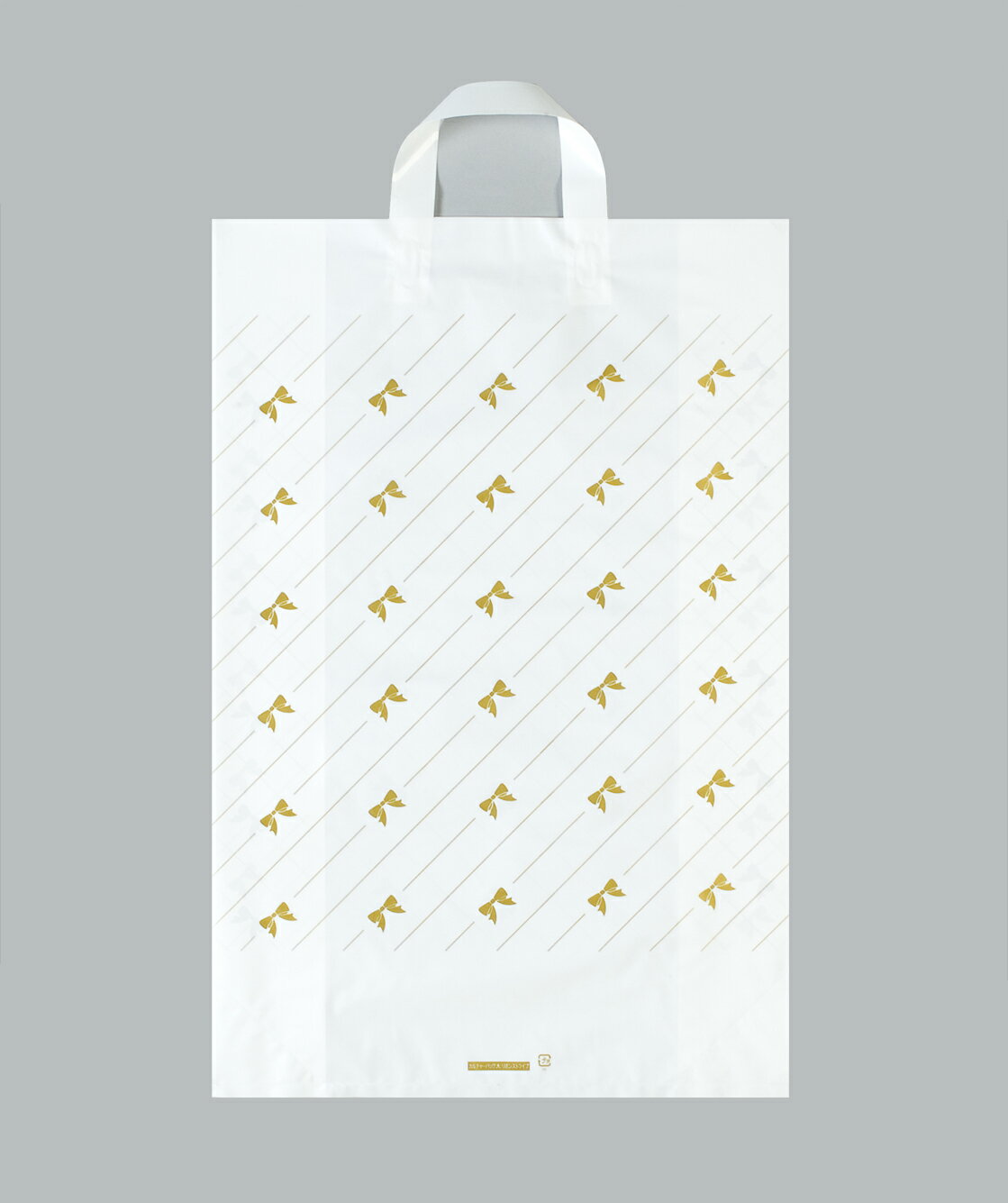 【300枚】ポリ手提袋 カルチャーバッグ リボンストライプ 大 福助工業 00065633