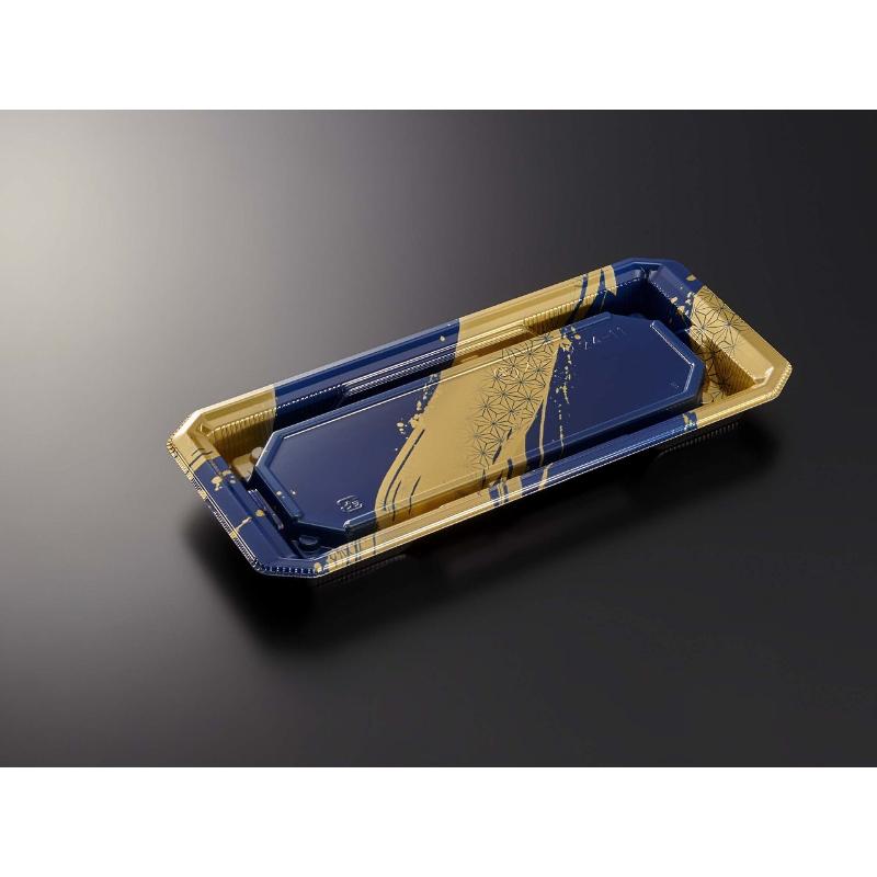 【50枚】寿司容器 HS澄板24-11 麻筆DB-BK 身 中央化学 00115484