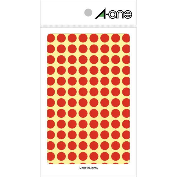 【1冊】プリンター用紙 カラーラベル 丸型 9mmφ 赤14シート(1456片) エーワン 00246155
