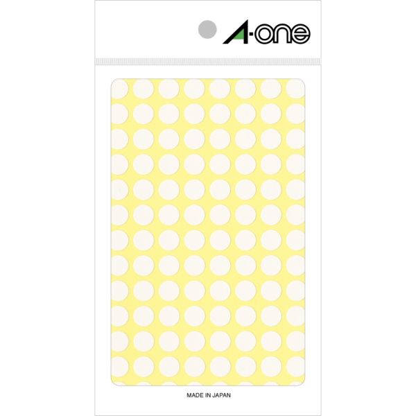 【1冊】プリンター用紙 カラーラベル 丸型 9mmφ 白14シート(1456片) エーワン 00246164