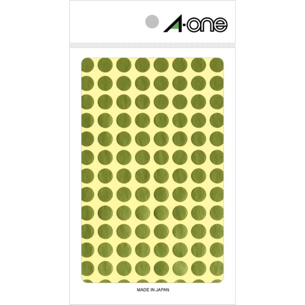 【1冊】プリンター用紙 カラーラベル 丸型 9mmφ 金8シート(832片) エーワン 00246172