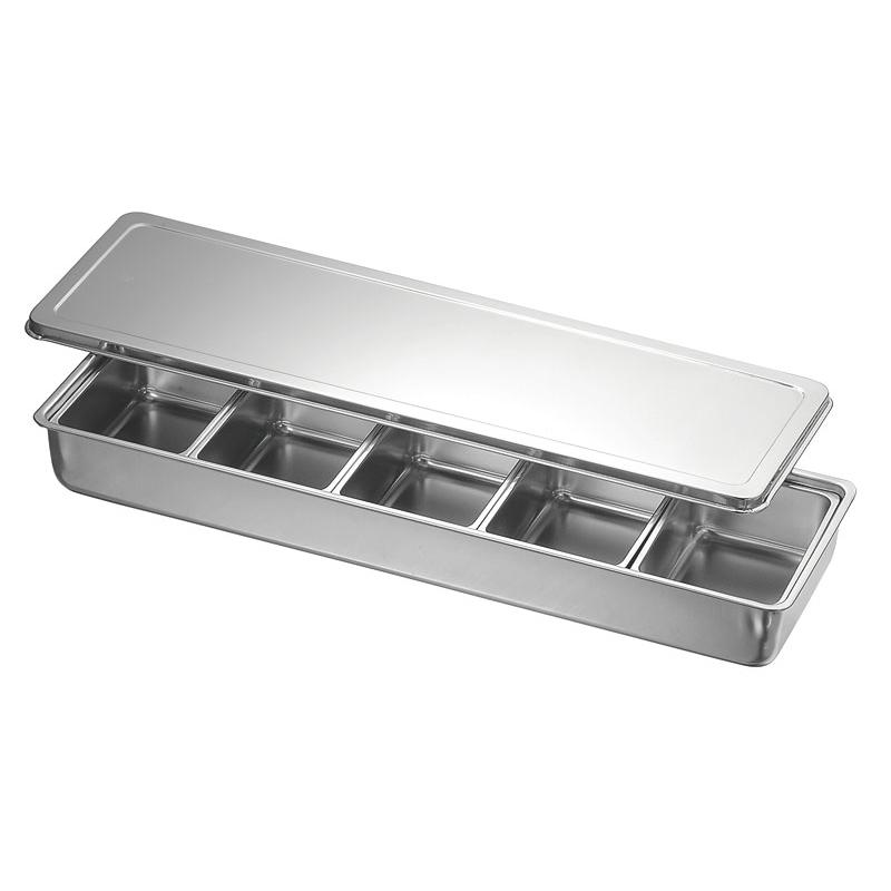 【1個】調味料入れ KO 18-8調味料入バット5ッ組(舟形中子付) 00469038