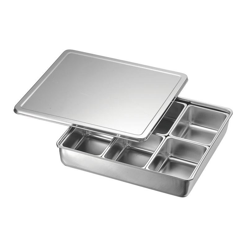 【1個】調味料入れ KO 18-8調味料入バット田型6ッ組(舟形中子付) 00469044