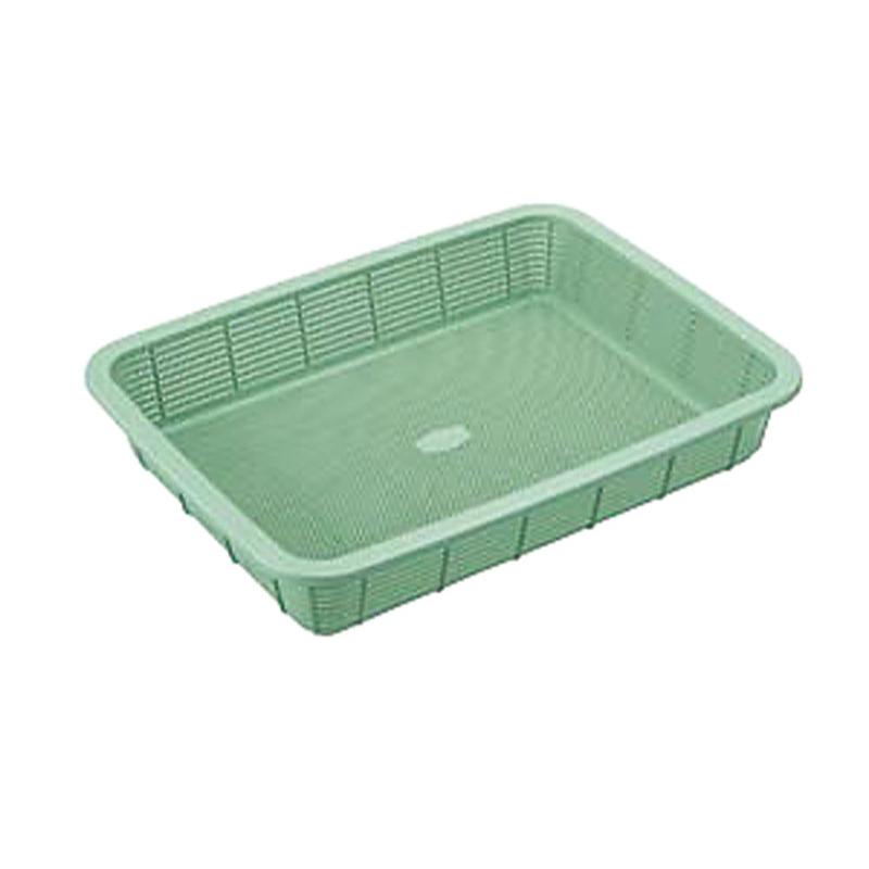 【1個】カゴ セキスイ 角篭 浅型 K-542 中 グリーン 00472489