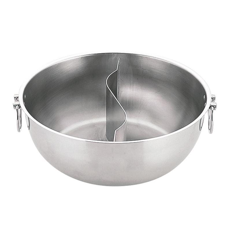 【1個】卓上用品 UK 18-0 しゃぶしゃぶ鍋(仕切付) 25cm 蓋なし 00482930