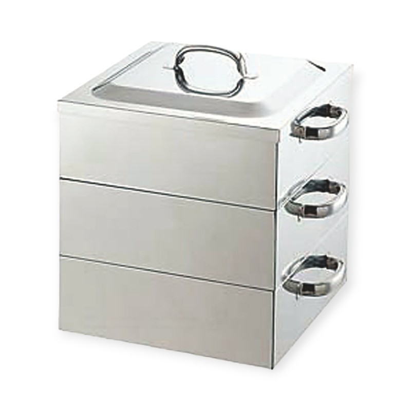 【1個】調理用品 PE 18-8業務用角蒸器 2段 42cm 00488606