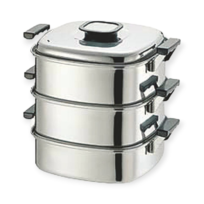 【1個】調理用品 PE 18-0角蒸器 3段24cm 240x240 00488647