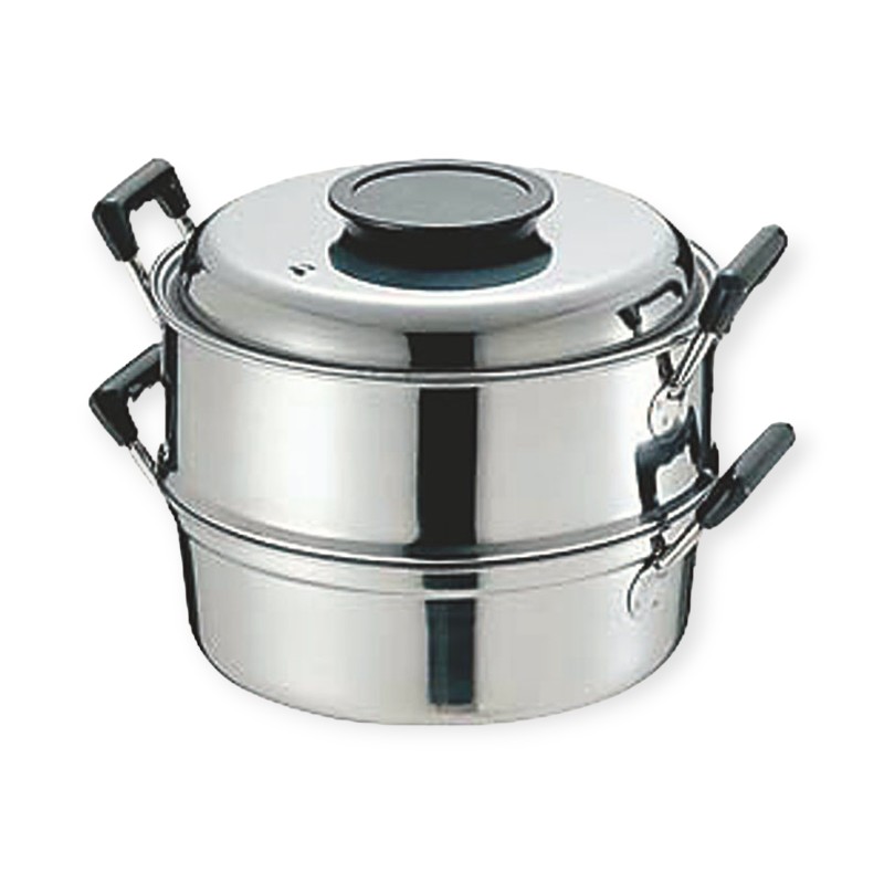 【1個】調理用品 PE 18-0丸蒸器 2段27cm 00488655