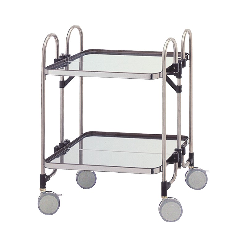 【1台】店舗備品 ST折たたみ収納ワゴン KEA-2 2段 00500994