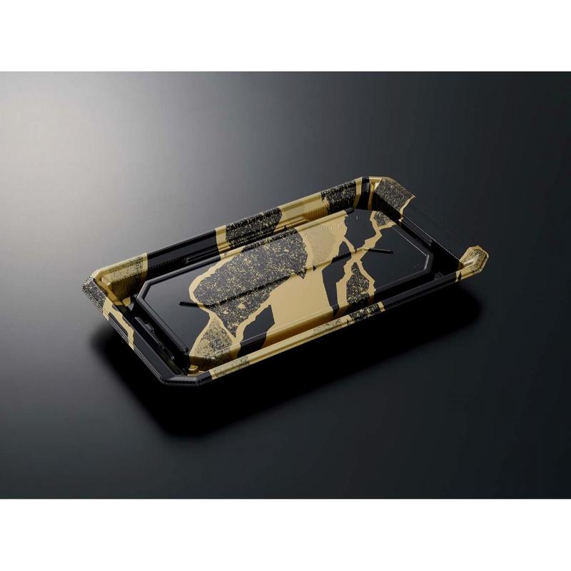 Rakuten - 【50枚】寿司容器 HS澄板26-14 金継BK-BK 身 中央化学 00650785