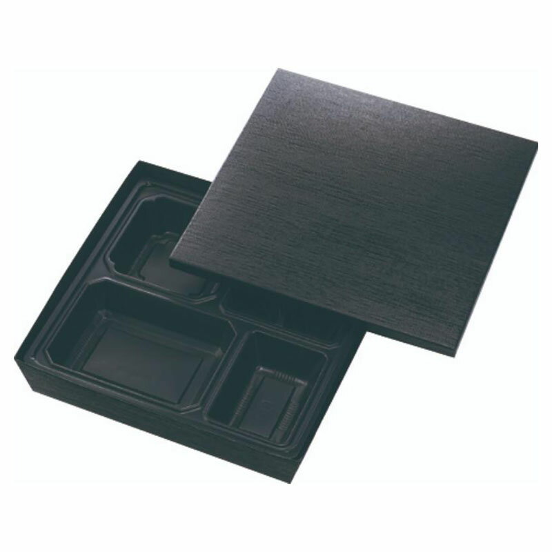 【100個】弁当容器 HSH-80-80 テーパー型貼箱 (黒木目エンボス) アヅミ産業 00765690