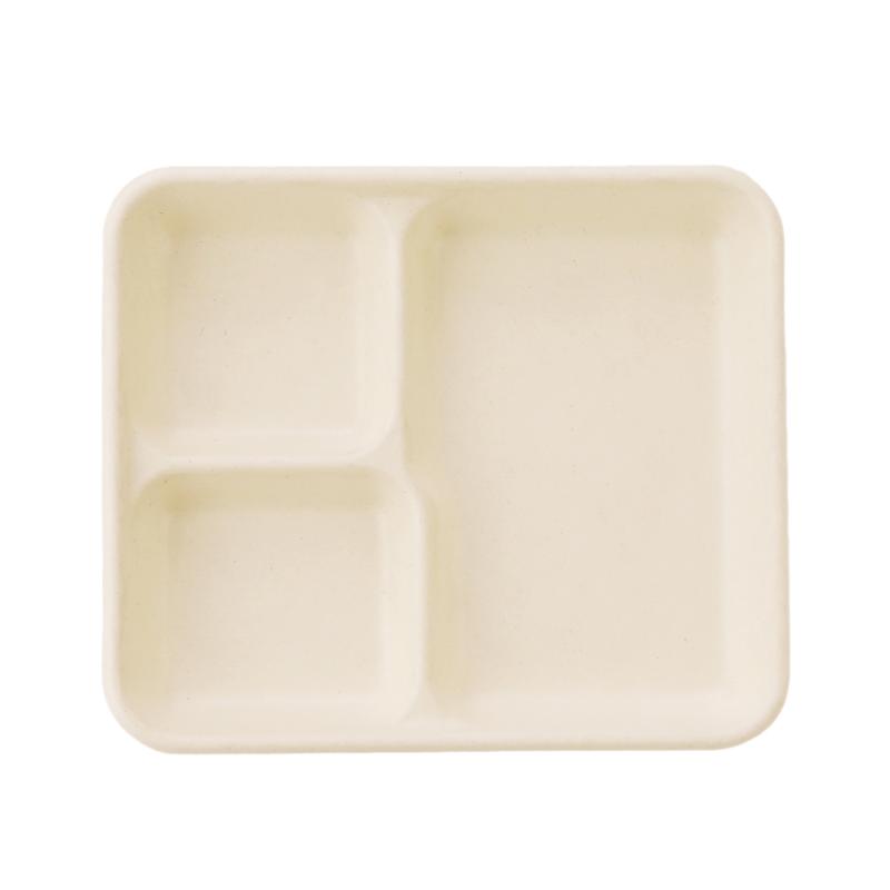 【500枚】パルプモールド 三つ仕切りトレイ 青葉紙業 00776925