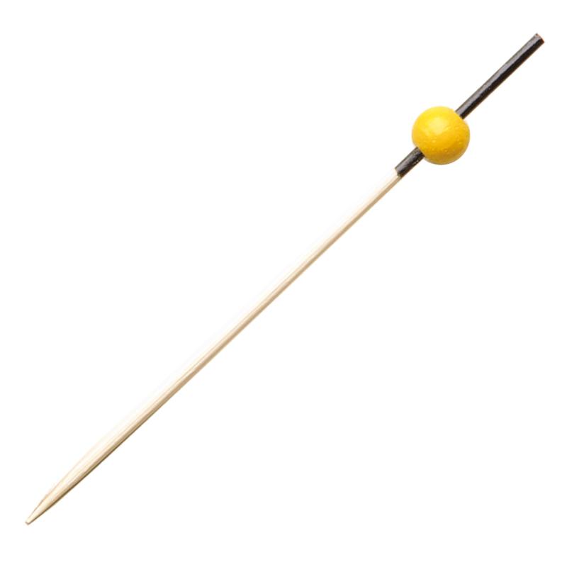 【1組】竹串 珠かんざし串(黄) 7.5cm 100本入 萬洋 00782946
