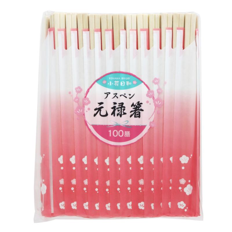 【40袋】割箸 小花日和 アスペン元禄箸 100膳 大和物産 00495123