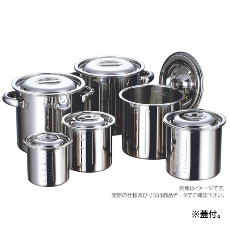 本体部分には溶接部分が無いので、水漏れの心配がなく耐久性に優れています。内側・外側両方から確認できる大きく見やすい目盛り付き。蓋は置き場にこまらない引掛け金具付き。筒状の取手は握りやすくソフトタッチ。取手部分にサイズ・鋼種が刻印されているので区別がつきやすい。※18-8ステンレスよりも耐酸性・耐食性に優れた素材ですが、長時間の塩分濃度の高いものや、酸の強いものを入れてのご使用はお控え下さい。錆の発生や割れの原因となります。また、アルミや鉄などの異種金属を重ねるなどして一緒に保管しないでください。SUS316(モリブデン)材とは、SUS304(18-8ステンレス)をベースに、ニッケルの量を10〜14%に増やし、モリブデン(Mo)を2〜3%添加したステンレスです。※蓋付。サイズ：内径φ390×高さ390mm、板厚1.0mm材質：SUS316(モリブデン)容量：46L商品コード00215576メーカー名赤川器物製作所関連商品(バラ)AGモリブデン目盛付寸胴鍋39手付 1点・注意事項：モニターの発色によって色が異なって見える場合がございます。・領収書については、楽天お客様マイページから、商品出荷後にお客様自身で印刷して頂きますようお願い申し上げます。・本店では一つの注文に対して、複数の送り先を指定することができません。お手数おかけしますが、注文を分けていただきます様お願い致します。・支払い方法で前払いを指定されて、支払いまで日数が空く場合、商品が廃番もしくは欠品になる恐れがございます。ご了承ください。・注文が重なった場合、発送予定日が遅れる可能性がございます。ご了承ください。・お急ぎの場合はなるべく支払い方法で前払い以外を選択いただきます様お願い致します。支払い時期によっては希望納期に間に合わない場合がございます。