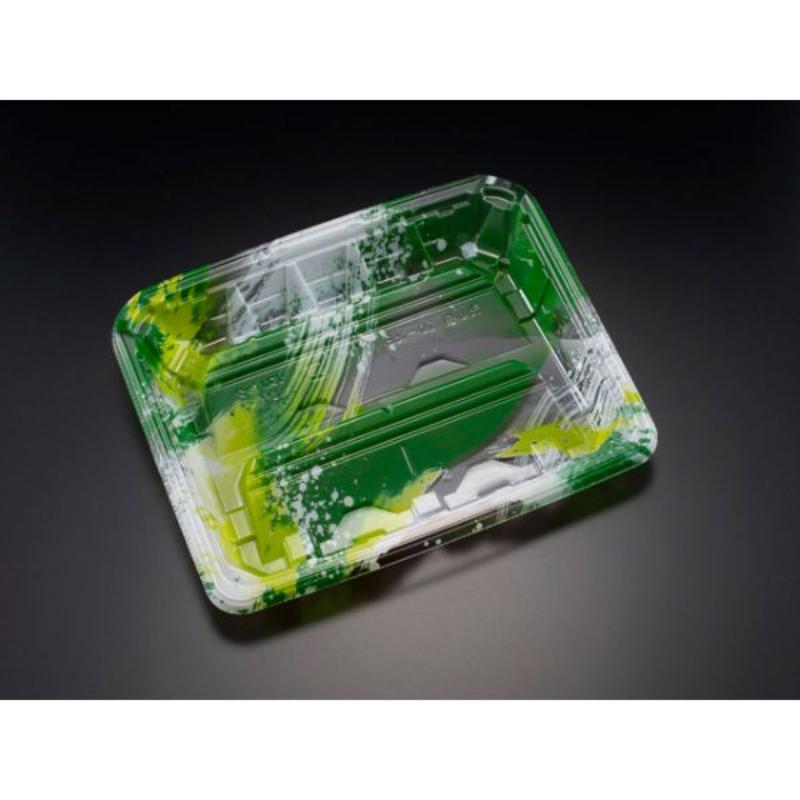 【50点】刺身容器 バイオPET 流し盛 20-16B 海洋緑 リスパック 00789653