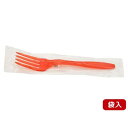 【3000点】使い捨てフォーク カラーフォーク160mm クリアレッド 個包装 ホウケン産業 00814632