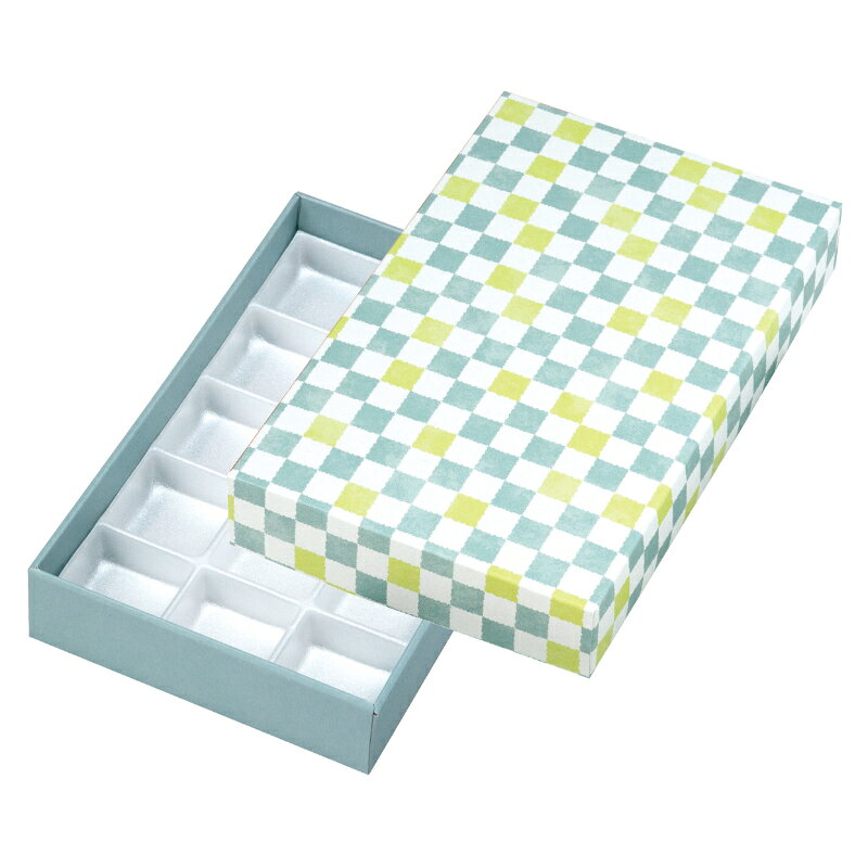 【200点】和菓子容器 格子 そら色15ヶ入 トレー付 ヤマニパッケージ 00801130