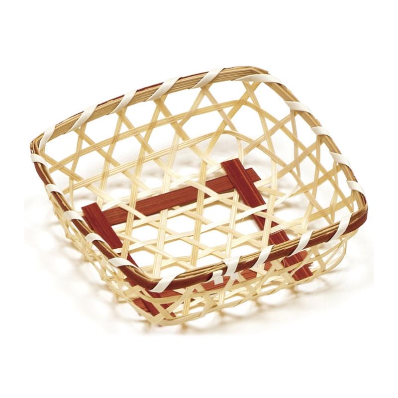 【100点】竹かご 角珍味篭 茶(小) 萬洋 00820418