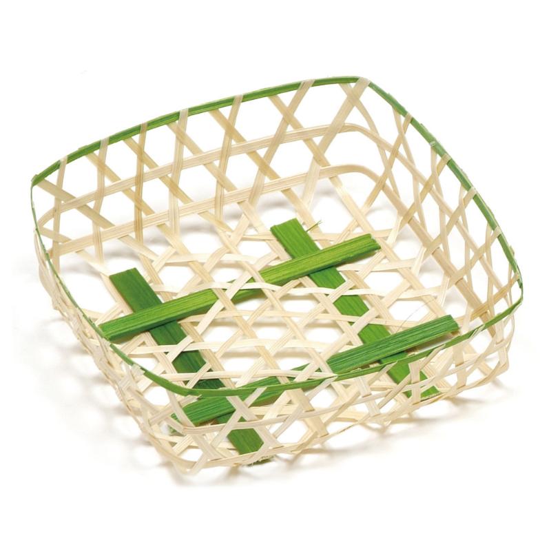 【1点】竹かご 六ツ目角青(小) 萬洋 00820420