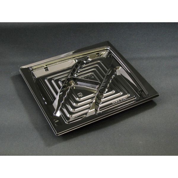 【50点】オードブル容器 バイオ つどいD21BZ 4S 黒 リスパック 00822144