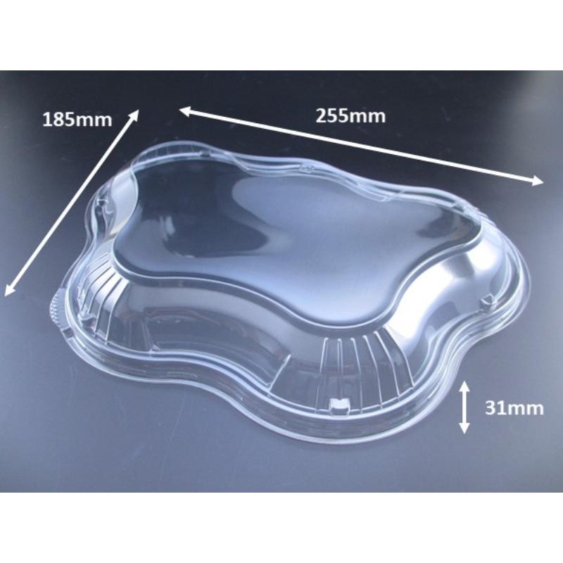 たのしさと驚きをプラス。サラダ、フルーツ、和・洋惣菜、冷やし麺などチルド温度向きのキュートな容器！※蓋のみ、本体は別売りです。サイズ：255×185×31mm材質：バイオPET重量：15g原産国／製造国：日本商品コード00822156メーカ...