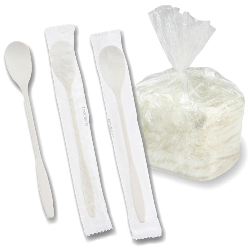 【10点】使い捨てスプーン フクロイリパフェスプーン160 アイボリー 500本 サンナップ 00830945