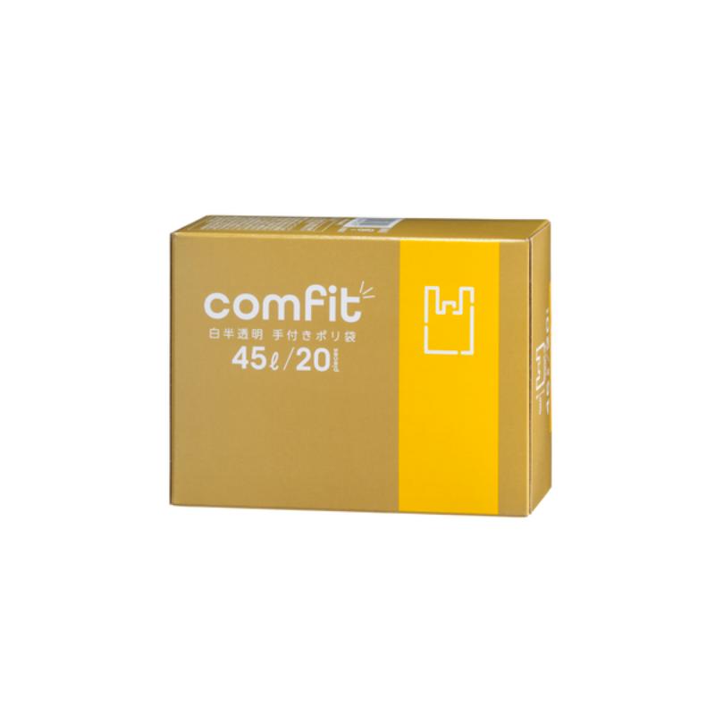 【30点】箱入ゴミ袋 COMFIT 白半透明 取手付ポリ 45L 20枚 ジャパックス 00766720