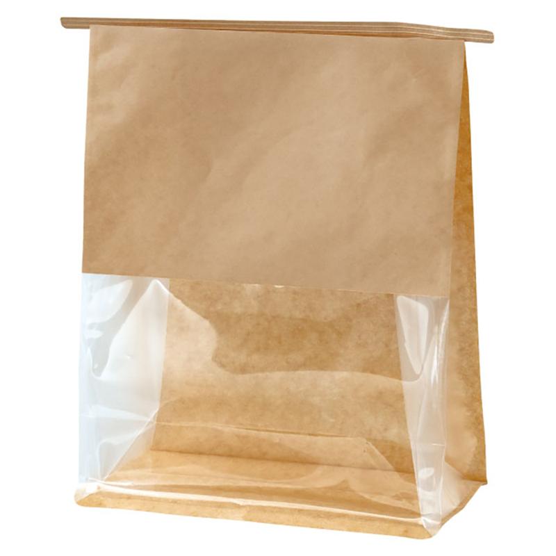 【1点】ラッピング用品 MKR-1WP 無地クラフト窓付角底袋-1/ワイヤー付(30枚) ヘッズ 00829545