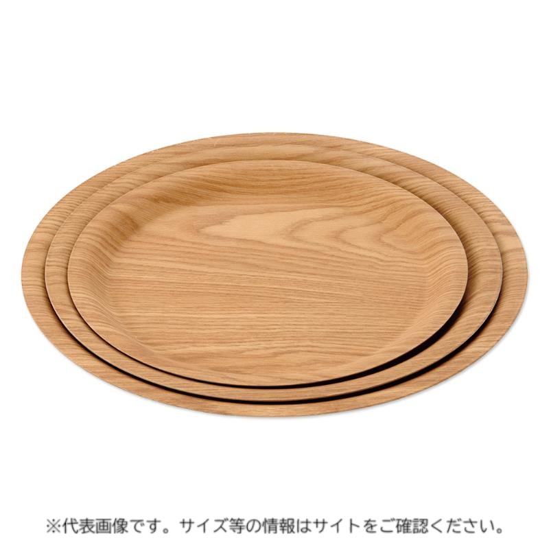 【30点】飲食店備品 木目樹脂ラウンドトレイ (大) φ40.5 ナチュラル 萬洋 00842131