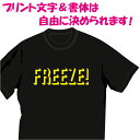 【送料無料（メール便）】特徴のある41種の英文字フォントから好きなものを選んでいただき 好きな言葉をプリント出来るTシャツです胸や背中のみ1か所プリント1着1880円。胸 背中にプリント1着2420円。表紙は「FREEZE 」