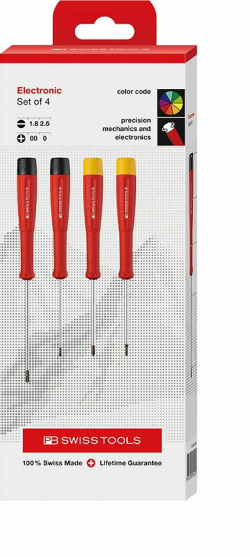 PBスイスツールズスイスグリップ精密ドライバーセット【プラス2本/マイナス2本】8620CBB(PB SWISS TOOLS)