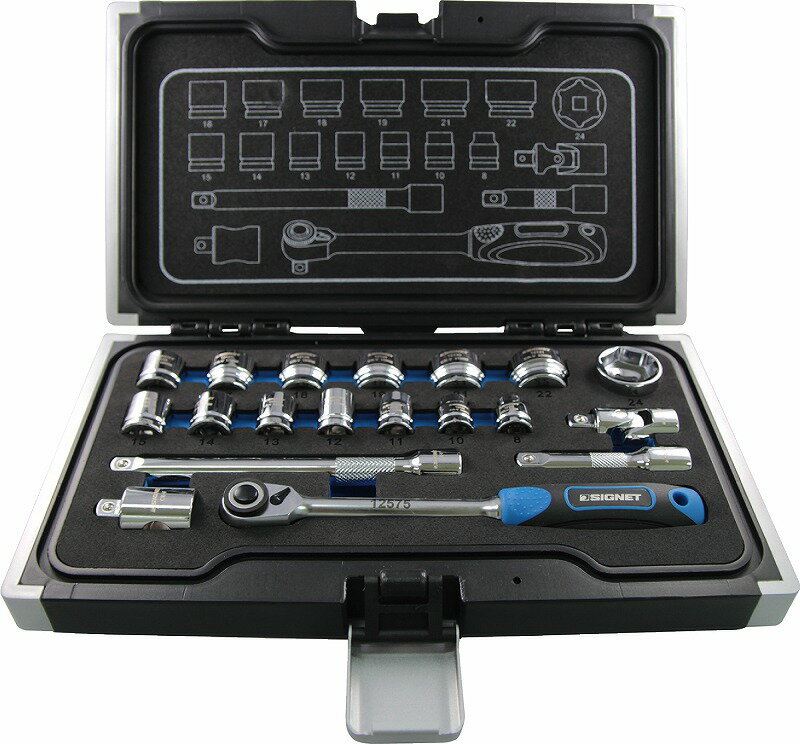 シグネット(SIGNET)3/8”DRショートソケットレンチセット【19PC】12134