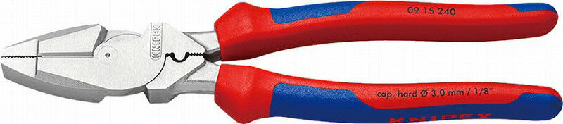 クニペックス(KNIPEX)架線工事用強力型ペンチ240mm【圧着付】コンフォートハンドルクロムメッキ0915-240