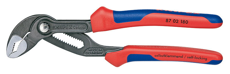 【エントリーでポイント5倍】クニペックス KNIPEX コブラ 高性能ウォーターポンププライヤー180mmコンフォートハンドル8702-180